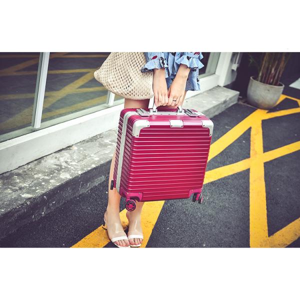 Equipaje de 18 pulgadas, equipaje de embarque pequeño multifuncional, maleta de aluminio para negocios, contraseña para hombres y mujeres 17 caja dura de viaje
