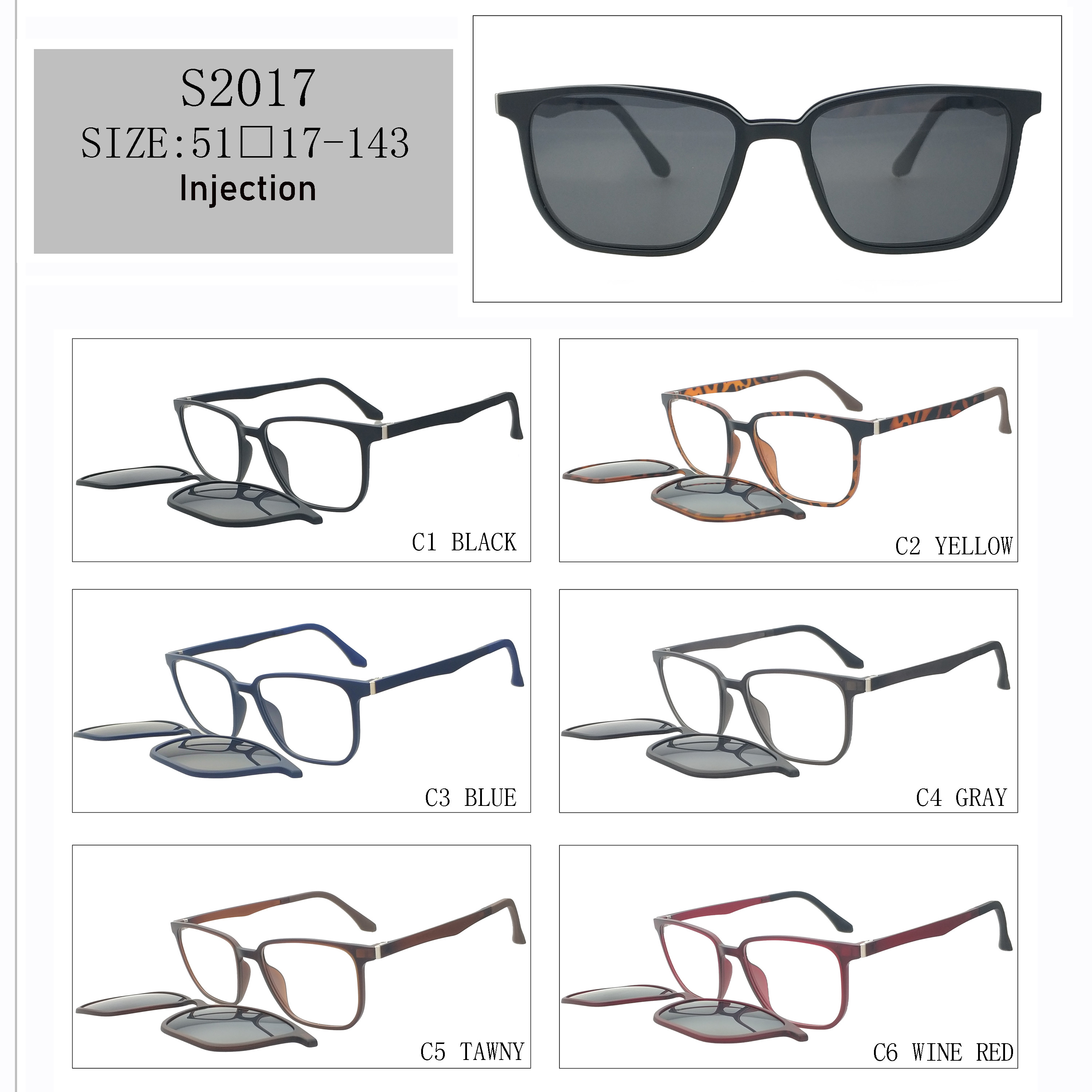Квадрат рамки Eyewear TR90 стекел Ultem UV400 Солнца магнитный оптически