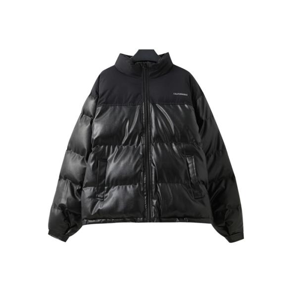 Winter Over Size Ladies Puff Jacket Pleather Coat Quilted Black Women Jacket