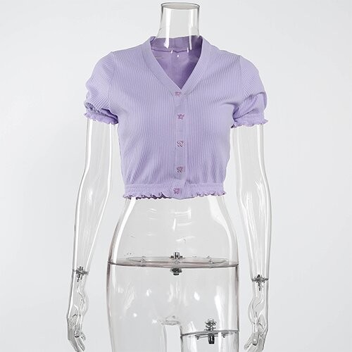 De décolleté en V sexy à manches courtes européen de polyester frontalier