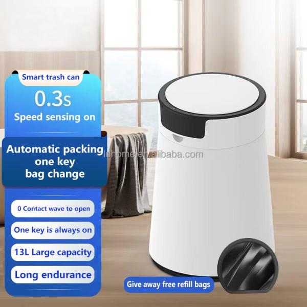 13L Smart Trash Can Motion Sensor Auto self sealing trash can 13 gallon sensor dustbin automatic