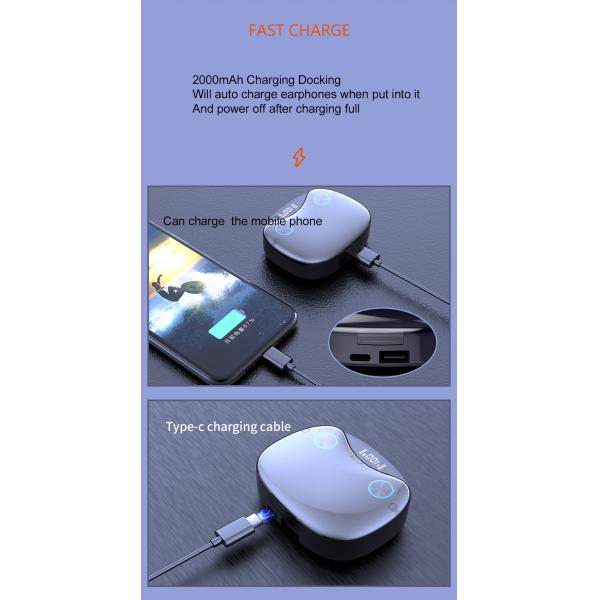 Waterproof IPX5 BT5.0 True Wireless In Ear Earbuds TWS Light Earphones