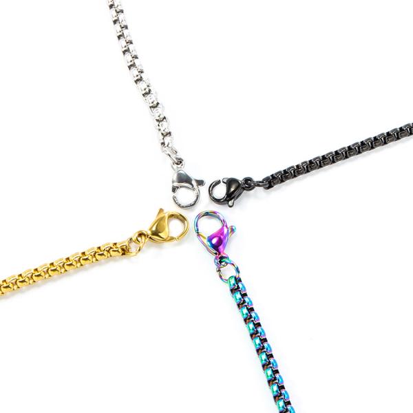 Simple European and American Gold Square Pearl Necklace Stainless Steel Chain Design
