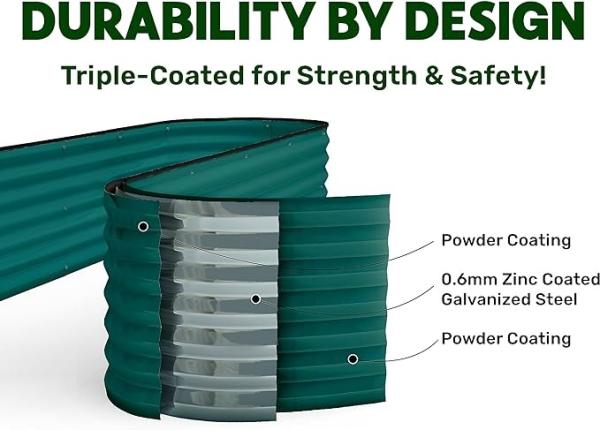 Antirruído Cama de jardim de metal exterior elevada 2*2*0.3Ft Para ervas Succulente Verde escuro