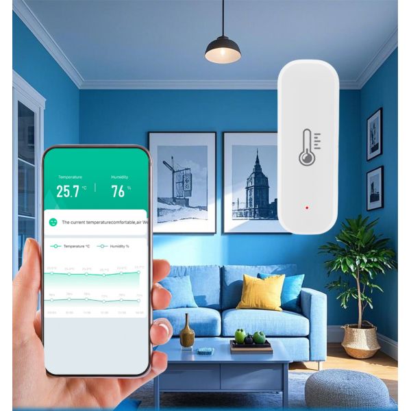 Alexa Voice Control Smart Home Sensors WiFi Room Thermometer Hygrometer With App Alert