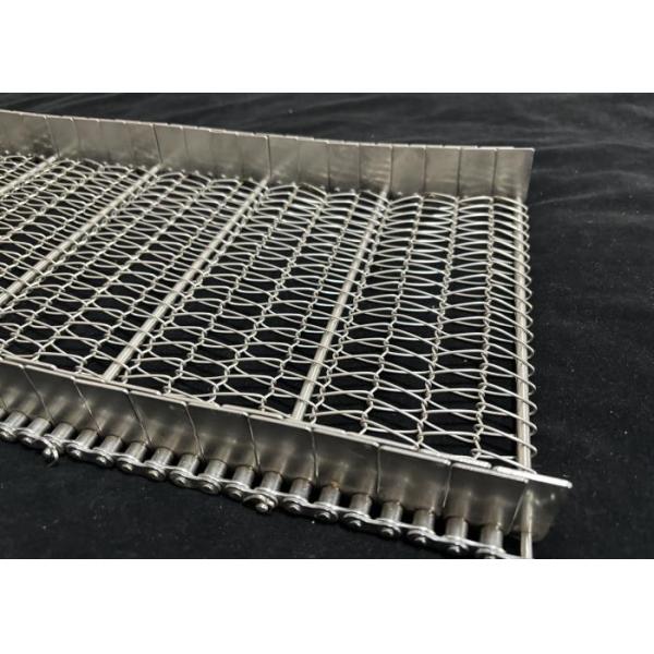 Food Stainless Steel Wire Mesh Spiral Chain Conveyor Belt Customized With Baffle