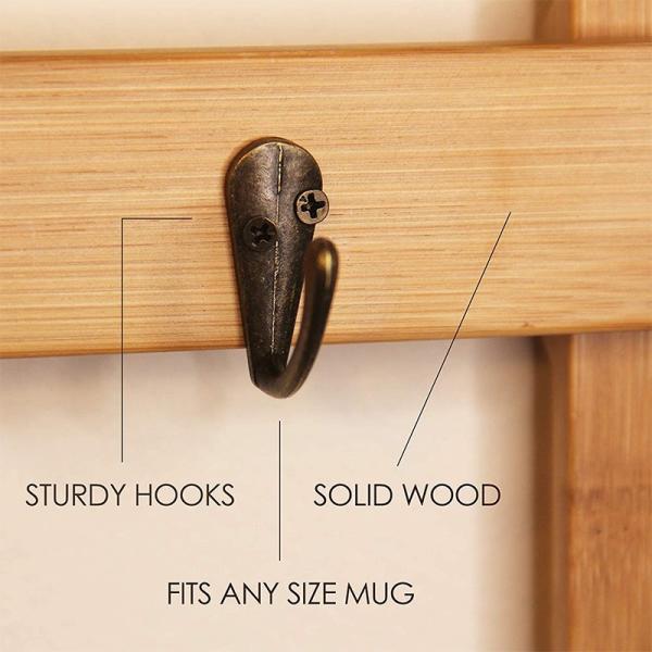 Practical Bag Coffee Mug Holder Wall Mount with 3-Tier Display and 12 Organizer Hooks