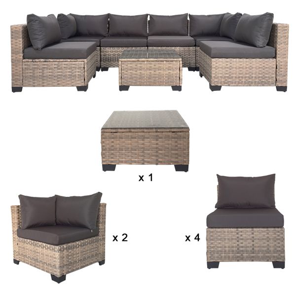 Wholesale Sectional Sofa Garden Corner Set Factory Hot Sale Customizable Outdoor Rattan Sofa