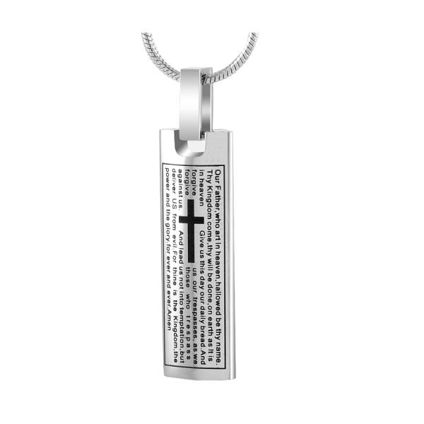 Classic Style Stainless Steel Cross Bible Cremation Pendant Necklace for Human Ashes