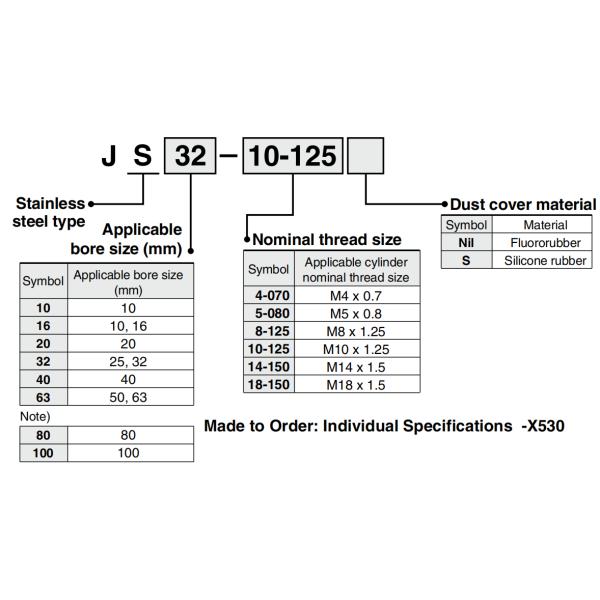 Stainless Steel SMC Floating Joint For Pneumatic Hydraulic Cylinder JS10-4-070 JS40-14-150 JS16-5-080 JS50-16-150 JS16-6-100 JS63-18-150 JS20-8-125 JS80-22-150-X530 JS32-10-125 JS80-22-150S-X530