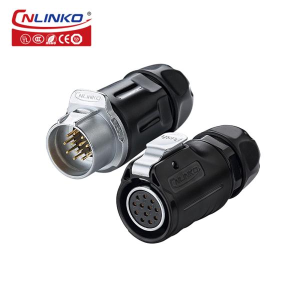 CNLINKO IP68 Waterproof M20 Male Female Plug 12 Pin Quick Release Panel Mount Connector