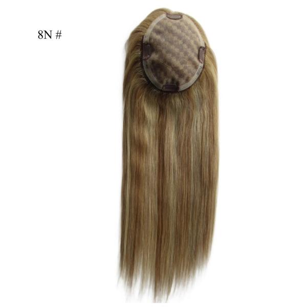 16 inch Mono Topper Hand Tied Monofilament Human Hair Piece with Low Shipping Cost