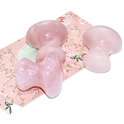 Natural Rose Quartz Gua-Sha Tool Wave Shape Massage Therapy with Engrave Logo