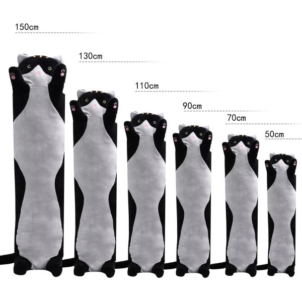 WUYU Lovely Plush Cat Doll Cute Cartoon Soft Stuffed Kitten Pillow Long Throw Sleeping Pillow Doll Toy Gift for Kids