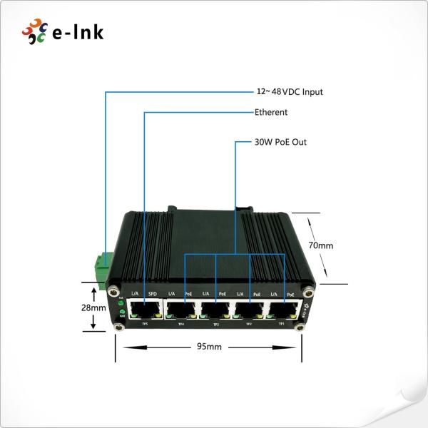 O Oem controlou o porto industrial dos ethernet 5 do interruptor do ponto de entrada da montagem do trilho do ruído