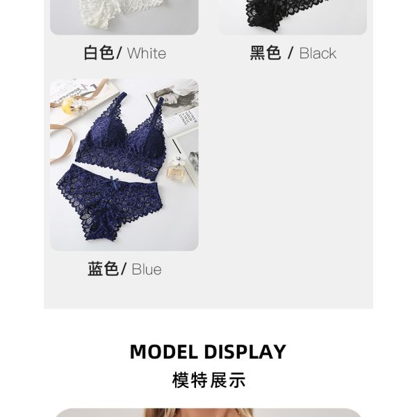 Women Lingerie Set Underwear Sexy Lace Wire-free Bra Set Gather Seamless Triangle Cup Bra Underwear Women's Small Breast