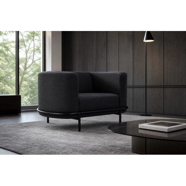 Modern Fabric Barrel Single Sofa Lounge Chair With Metal Legs For Office Hotel