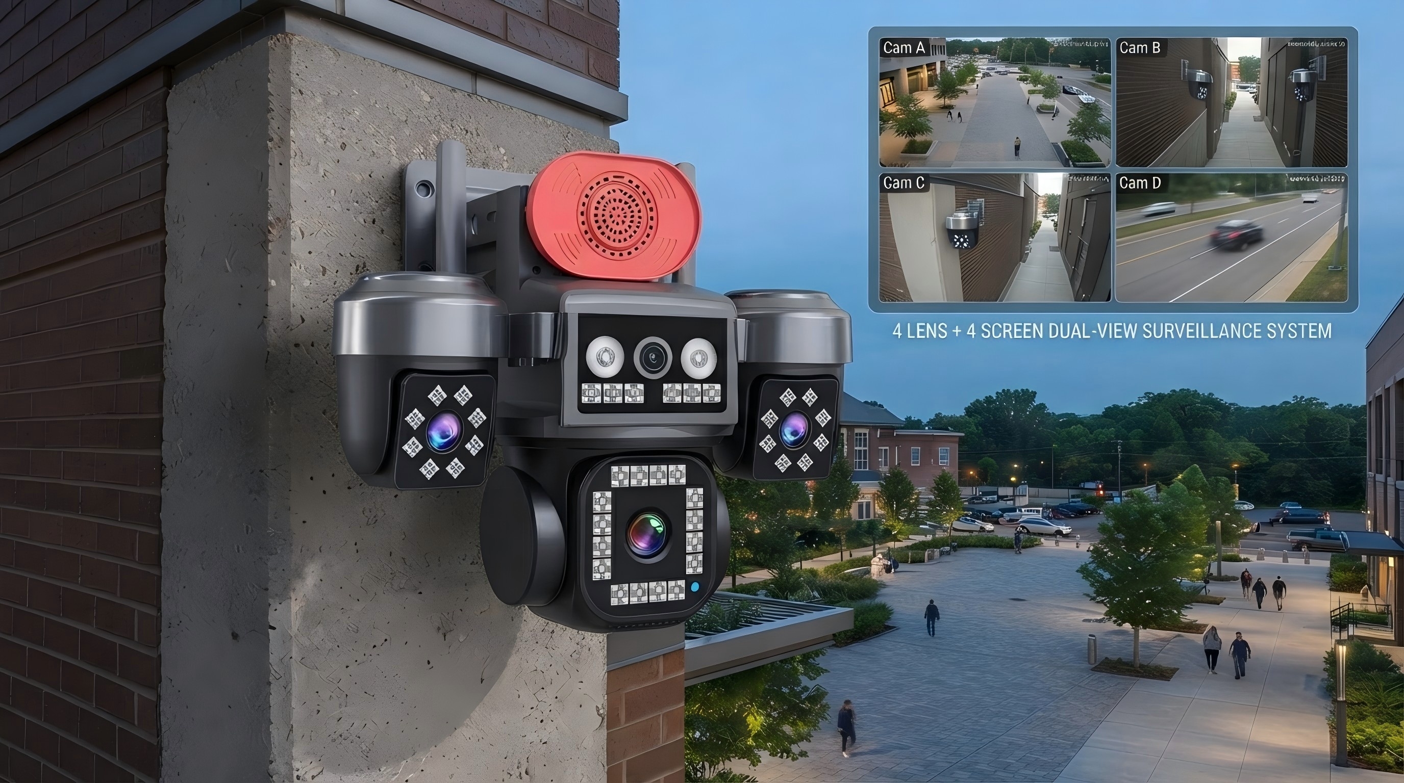 WiFi 4 Lens Camera WIFI 8MP PTZ Four Lens Wireless CCTV Outdoor Security Camera CCTV