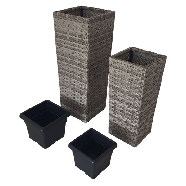 Outdoor Indoor Rattan Flower Pot Wicker Garden Square Planter