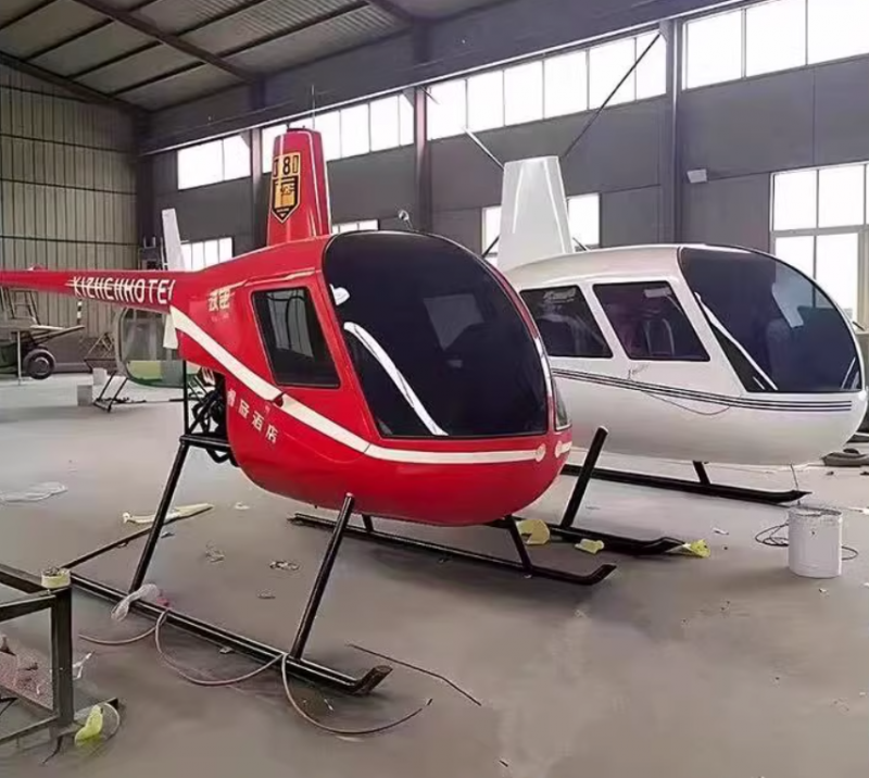 Fiberglass Helicopter Sculpture with Handmade Welding and Customizable Design for Outdoor Display