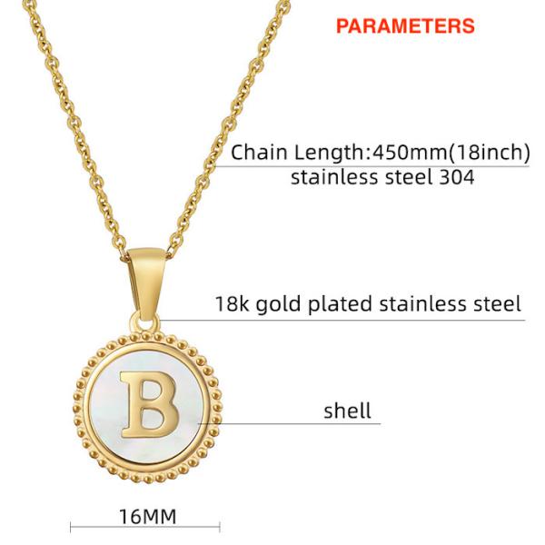 Уникальные ювелирные изделия 16MM 18K позолоченные из нержавеющей стали 3D оболочки письма ожерелье Женские буквенные подвески