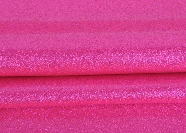 Durable Synthetic Leather Glitter Pvc Fabric Rose Red Color For Making Bags
