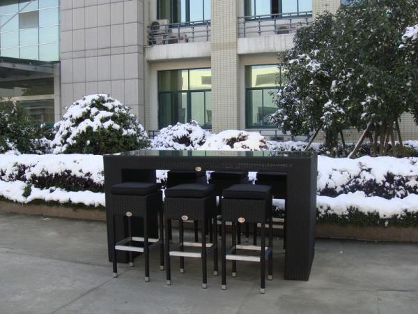 Resin Wicker Bar Set , Dark Brown Rattan Conservatory Furniture