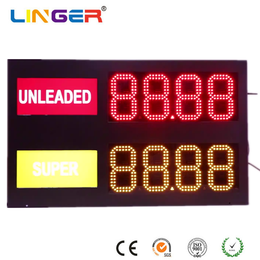 Double Sided LED Gas Price Sign Red / Yellow Gas Station LED Price Display For High Visibility