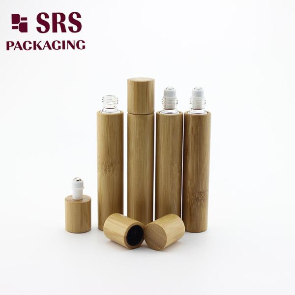 SRS Natural Color Bamboo Glass Perfume Empty Roll On Bottle 10ml