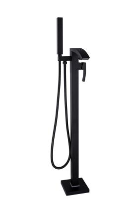 Mixer de chuveiro de banho moderno montado no chão com acabamento preto estilo Morden T8320