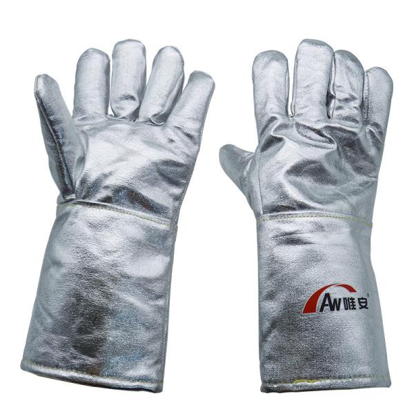 45 cm de long Résistant à la chaleur radiante à 1000 degrés Celsius Couleur brillante en aluminium Sécurité du travail Gants protégés par la chaleur en aluminium