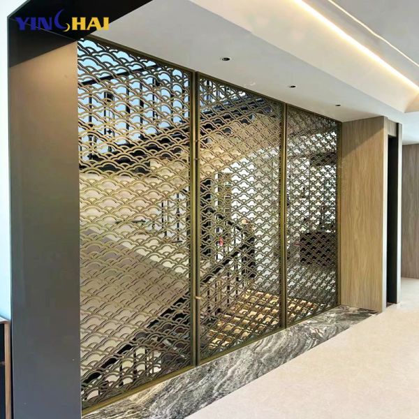 Hotel Room Stainless Steel Screen Partition Multifunctional Gold Metal Room Divider