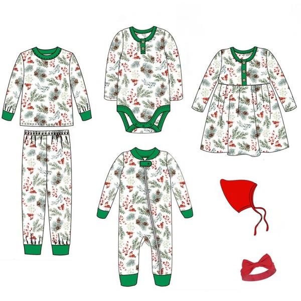 Wholesale Boutique Newborn Xmas Romper Pant Headband Hat 7pcs Outfits Infant Christmas Clothing Set Baby Clothes
