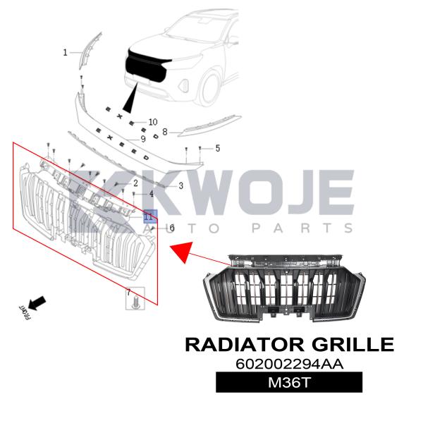 EXEED M36T Radiator Grille 602002294AA OEM Replacement