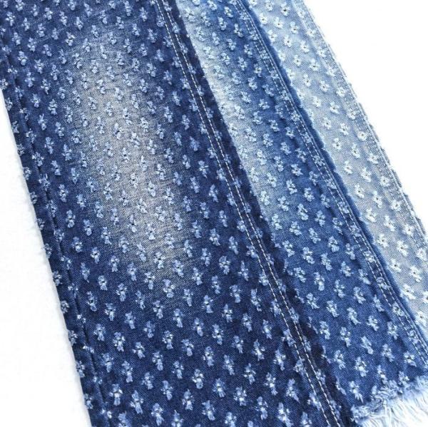 Flower Design Crochet  Jacquard Denim Fabric TWILL style Non Elastic Denim 11.3oz for lady clothes or jeans