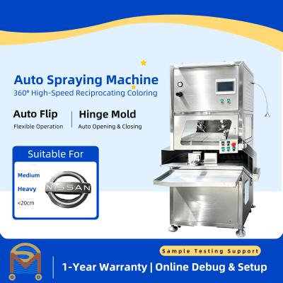 Precision Automatic Spray Machine, Industrial Coating Equipment for NISSAN Car Logo Chrome & UV Paint Spraying