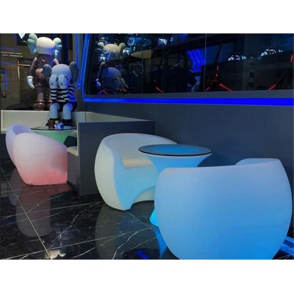 Modern Cheap Price Outdoor Coffee Shop Remote Control LED PE Table and Sofa Set for Cocktail bar