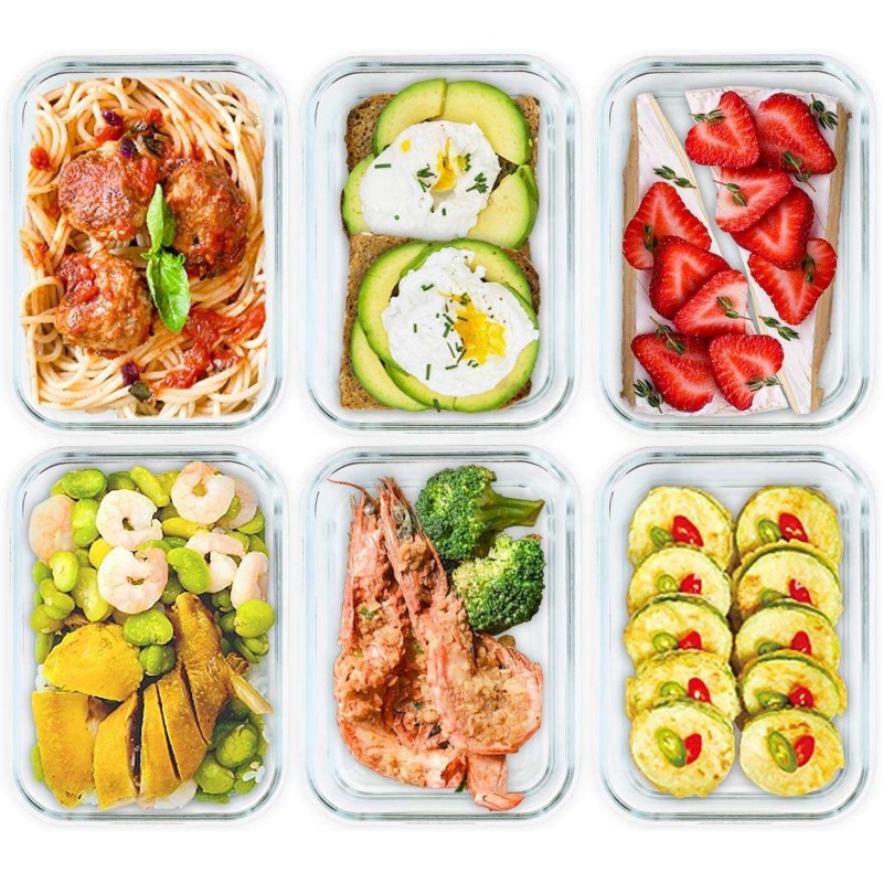 Rectangular Crisper with Cover Kitchen Catering Transparent Glass Box Refrigerator Large Capacity Food Storage Box