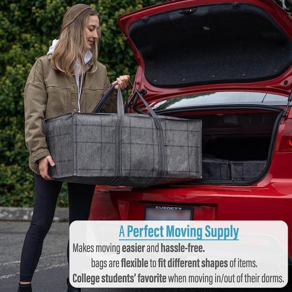 Heavy Duty Extra Large Clear Moving Bags W/Backpack Straps Strong Handles & Zippers, Storage Totes For Space Saving