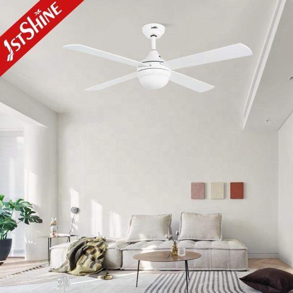 Ventilador de teto LED com luz e motor AC Design de suporte elegante Dimmer 4 lâminas MDF
