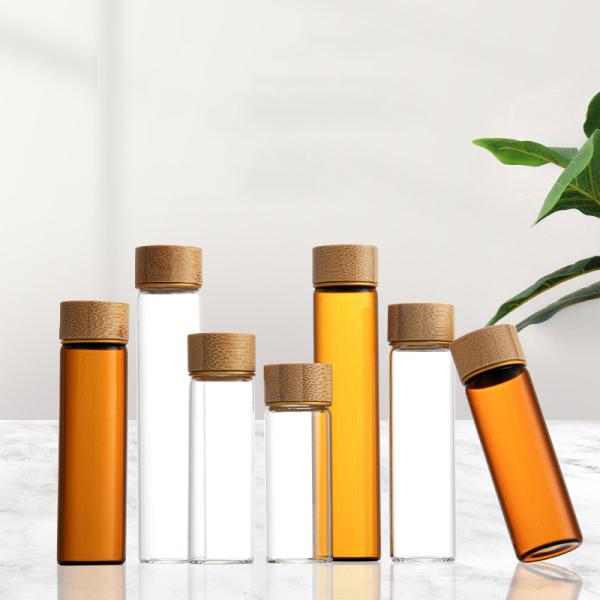 Hot Sale Mini Bamboo Lid Glass Packaging Bottle Small Borosilicate Glass Bottle