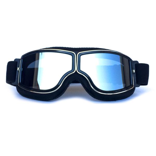 Silicone Strap Customizable Vintage Leather Motorcycle Riding Goggles for Helmet