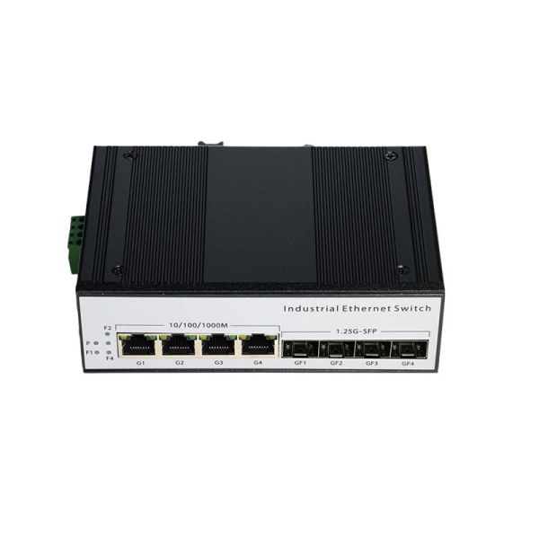 Industrial Gigabit POE Fiber Switch 4 SFP Fiber Ports 4 PoE Ethernet Ports Fiber