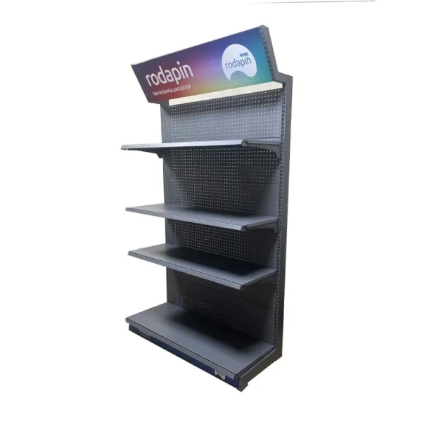 Factory customized color size frosted gray retail wall shelving perfect supermarket shelf trade fair shelves