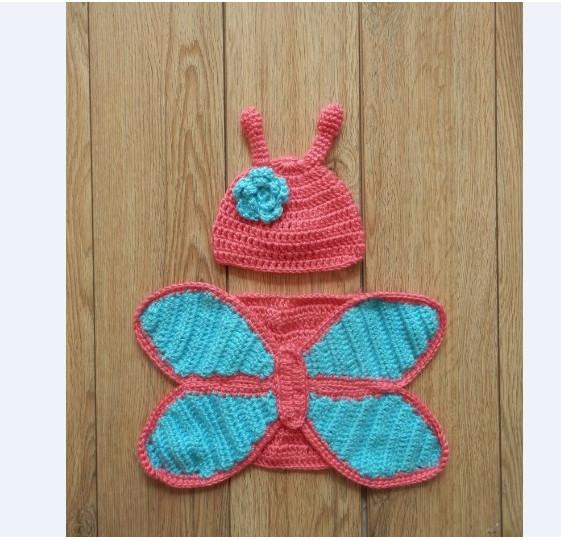 pink blue flower animal butterfly baby hat cap beanie set diaper cover Baby Costume Set
