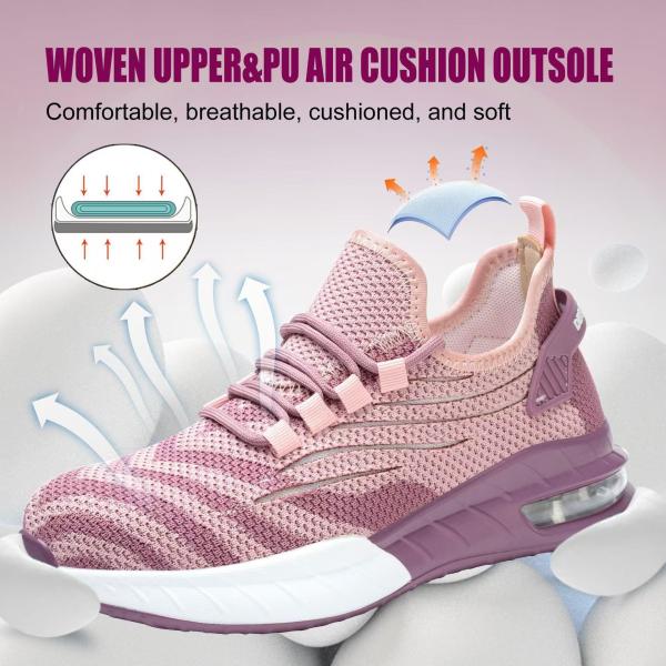 Zapatos de oficina de acero rosa para los pies zapatos deportivos resistentes al deslizamiento para mujeres