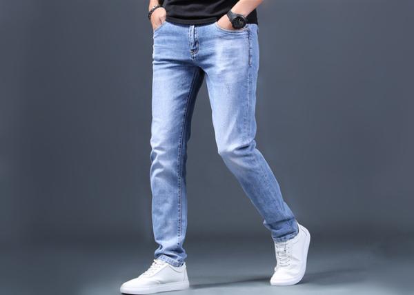 Customise Woven Autumn Mens Denim Jacket And Jeans Pants Mens Blasting On Legs