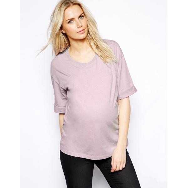 blank plus size maternity t shirt with rolled sleeves for pregnance woman