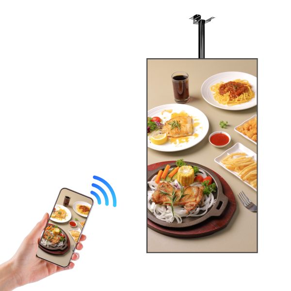 Ceiling Mounted Hanging Digital Signage LCD Restaurant Menu Poster Ad Screen 4K UHD Commercial Display