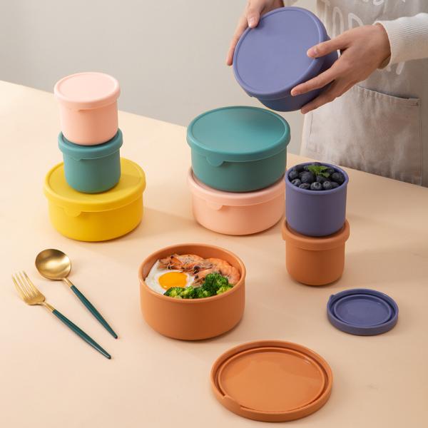 Caixa Bento de silicone para crianças Pequeninos Caixa de almoço de silicone de qualidade alimentar à prova de vazamento